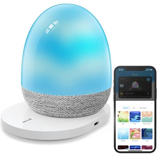 Govee RGBIC Night Light, Sound Machine, Bluetooth Speaker in One, 60+ Music, Game & Sence Modes, Portable Table Lamp with Charging Base, White Noise Machine, Sleep Trainer for Gentle Wake Up