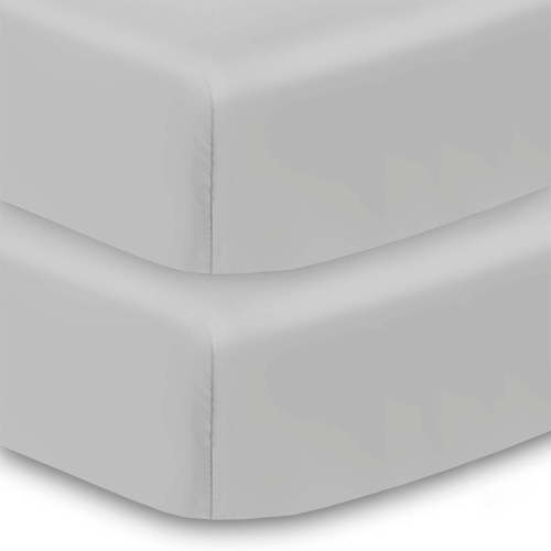 BreathableBaby All-in-One Fitted Sheet & Waterproof Cover for Crib Mattresses, 2-Pack, Gray