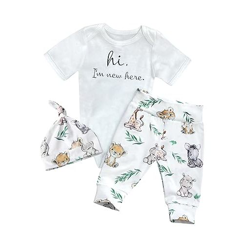 WIQI Newborn Boy Clothes Letter Print Long Sleeve Romper+Cute Animal Pants With Hat 3PCS Baby Boy Fall Winter Outfits