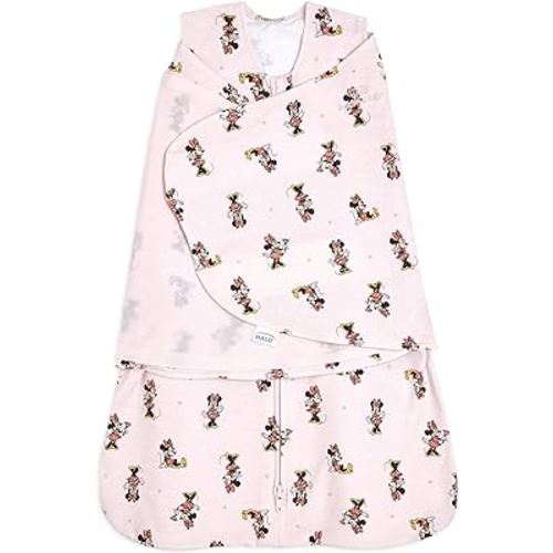 HALO Disney Baby 100% Cotton Sleepsack Swaddle, 3-Way Adjustable Wearable Blanket, TOG 1.5, Minnie Fun, Small, 3-6 Months
