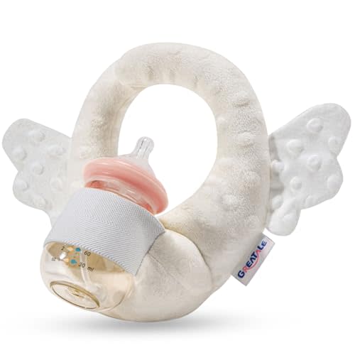 GREATALE Baby Bottle Holder, Self Feeding Pillow for Newborns, Hands Free Bottle Holder for Baby, Portable Nursing Support Cushion, Infant Bottle Propper with Adjustable Waist Strap (Cream)