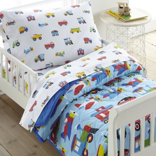 Wildkin Olive Kids Trains, Planes & Trucks Cotton Comforter - Toddler & Reviews | Wayfair
