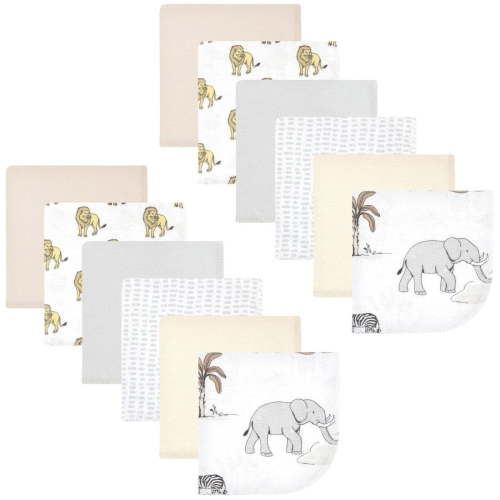 Hudson Baby Flannel Cotton Washcloths, Neutral Safari World 12-Pack, One Size