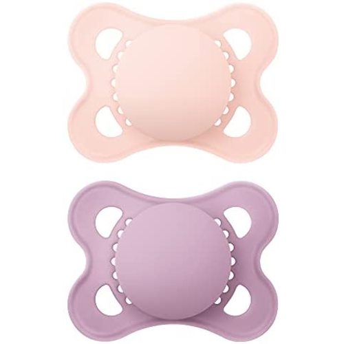 MAM Original Matte Baby Pacifier, Nipple Shape Helps Promote Healthy Oral Development, Sterilizer Case, 2 Pack, 0-6 Months, Girl,2 Count (Pack of 1)