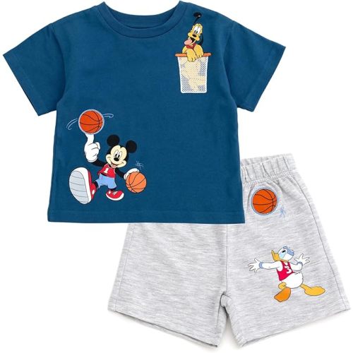 Disney T-Shirt and Shorts Outfit Set Newborn to Little Kid Sizes (0-3 Months - 5)