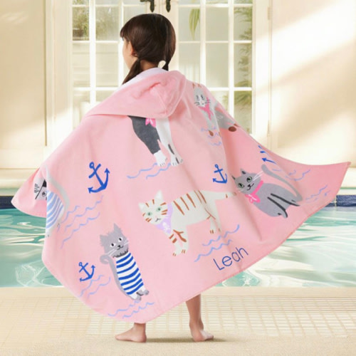 Salty Cat Kid Beach Hooded Towel UPF 50+ | Pottery Barn Kids