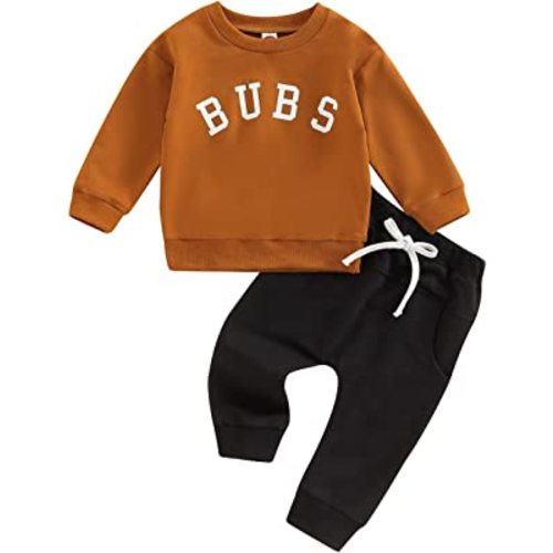 BemeyourBBs Toddler Baby Boy Fall Winter Clothes Funny Letter Long Sleeve Sweatshirt and Pants Set 2 Piece Sweatsuit Outfit