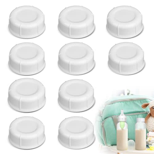 10pcs Narrow Baby Bottle Caps Compatible with Dr Brown's, Medela, Ameda Bottles Travel and Storage Baby Bottle Lids for Natural Flow and Options Natural Flow Cap Replace for Narrow-Neck Bottle (White)