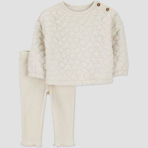 Carter's Just One You® Baby Girls' 2pc Quilted Floral Top & Pants Set - Cream