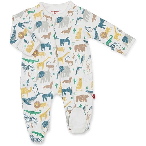 Magnetic Me Footie Pajamas - 100% Organic Cotton Baby Pajamas - Quick Magnetic Fastener Sleeper for Baby Boy and Girl