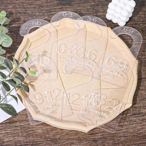 Whaline 7Pcs Baby Closet Size Dividers Clear Acrylic Infant Clothes Hanger Separators Newborn to 24 Month Clothes Dividers Thicken Wardrobe Hanger Organizers for Home Nursery Baby Clothes, 3.5 x 7Inch - Clear Leaves