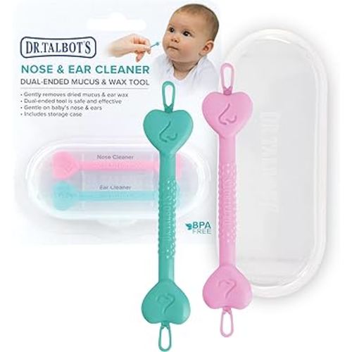 Dr. Talbot's Safe Ear Wax Removal Tool and Nose Cleaner for Baby with Travel Case - 2-Pack - Girl