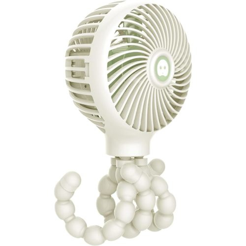 TRELC Mini Handheld Stroller Fan, Personal Portable Baby Fan with Flexible Tripod, 2023 Upgraded Version, Gift for Children, Rechargeable Fan for Office Room Car Traveling BBQ Gym (White)