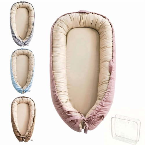 LOVE MAGE Baby Playmat for 0-24 Months, Portable Infant Lounger with Carry Handle – pink