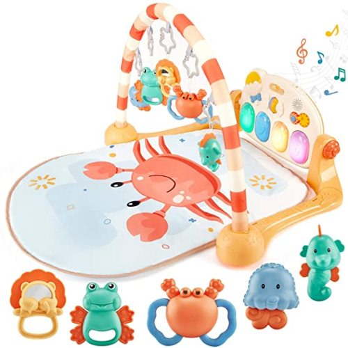 Baby Play Mat for Baby Gym Baby Play Gym Activity Floor Mat, Tummy Time Mat Toys & Kick&Play Piano Infant Baby Toys 3-6 Months 0-3 Months Newborn Baby Playmat Baby Activity Center Girl Boy Gifts Stuff