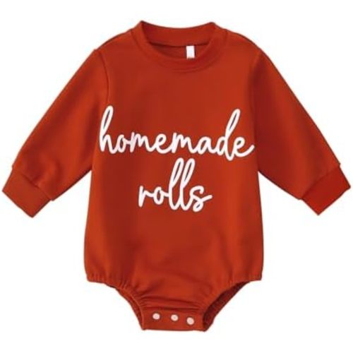 Infant Girls Homemade Rolls Bubble Romper Thanksgiving Day Toddler Crewneck Sweatshirt Onesie Baby Bodysuit Outfit