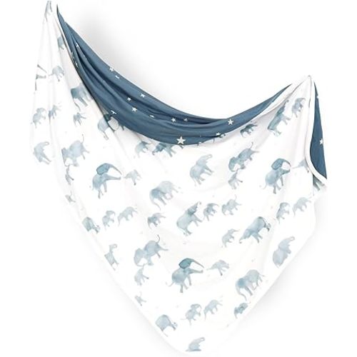 GRSSDER Baby Blankets Super Soft Jersey Knit Swaddle Blanket for Baby Girls and Boys, Double Layer Receiving Blankets 34 x 44 Inches, Extra Large for Baby Swaddling, Cute Elephant