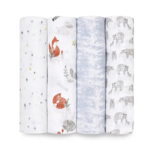 Nature & Animal Print Muslin Swaddle 4pk | aden + anais