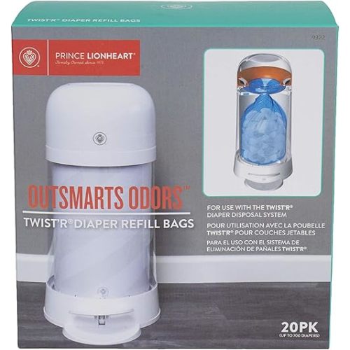 Prince Lionheart TWIST’R Diaper Disposal Refill Bags, 20 Pack