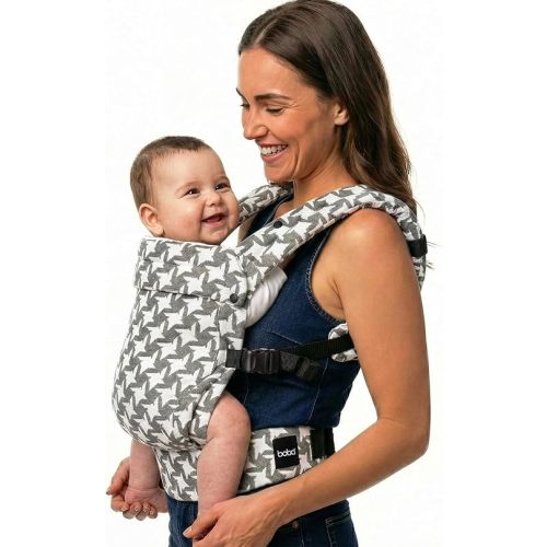 Boba Auri Baby Carrier Newborn to Toddler - Houndstooth-Jacquard Newborn Carrier, 3 Ergonomic Positions (Front in/Front Out/Back), “M”-Position Baby Carriers with Adjustable Seat (7-45 lbs)
