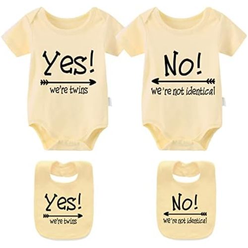 YSCULBUTOL Baby Twins Bodysuit - Identical Twins Set, Boys & Girls Clothes
