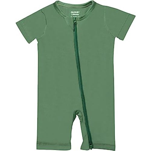 GUISBY Rayon Made From Bamboo Baby Pajamas, Short Sleeve Footless Rompers, 2 Way Zipper Sleeper