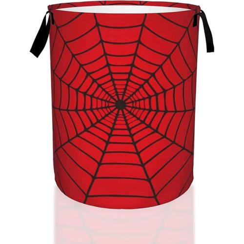 Laundry Hamper, Spider Web Red Laundry Basket,Waterproof Foldable Storage Bin for Bedroom,Clothes Organizer Basket,Toys Box 16x20 Inch