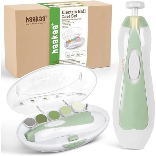 haakaa Baby Nail File Electric Baby Nail Care Set with LED Light, Baby Nail Clippers for Newborn/Infants/Adults Toes and Fingernails, 6 Replacement Heads & Storage Case, Green : Amazon.com.au: Baby