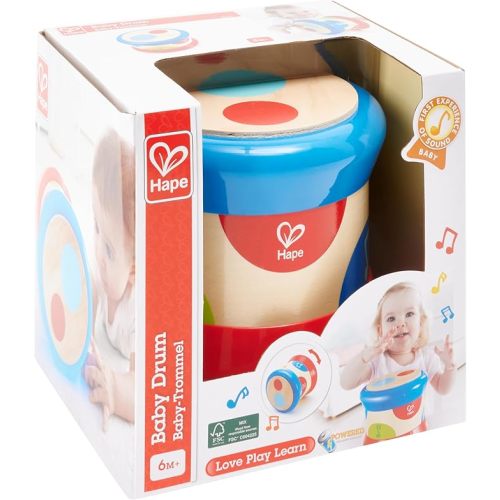 Hape Baby Drum | Colorful Rolling Drum Musical Instrument Toy For Toddlers, Rhythm & Sound Learning, Battery Powered (E0333), L: 5.9, W: 5.9, H: 5 inch