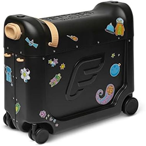 Stokke JetKids BedBox, Lunar Eclipse - Ride-On Suitcase for Kids 2-7 Years Old (up to 77 lbs) - Transforms Into Bed - Includes Mattress, Decorative Stickers & Adjustable Carrying Strap