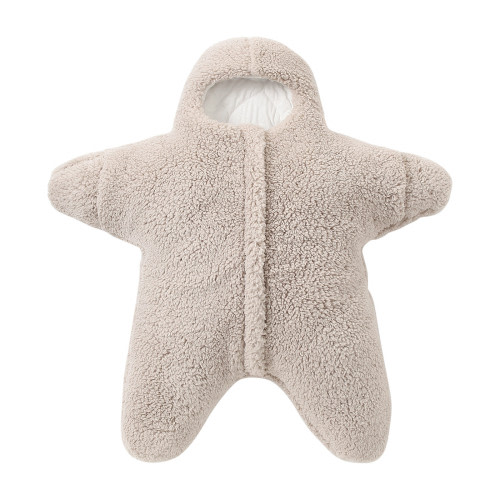 Baby Soft Warm Swaddling Quilt Newborn Infant Starfish Shaped Wearable Swaddling Receiving Plush Blanket Plush Sleeping Bag Gray 0-6 Months