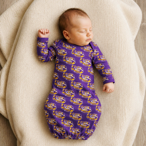 LSU Tiger Eye Bamboo Baby Gown (officially licensed)
