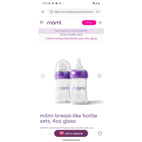 mōmi breast-like bottle sets, 4oz glass
