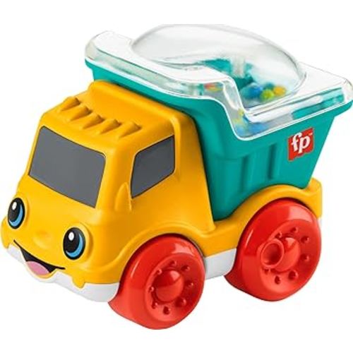 Fisher-Price Baby Toy Poppity Pop Dump Truck Push-Along Vehicle with Fine Motor Activities For Infants Ages 6+ Months