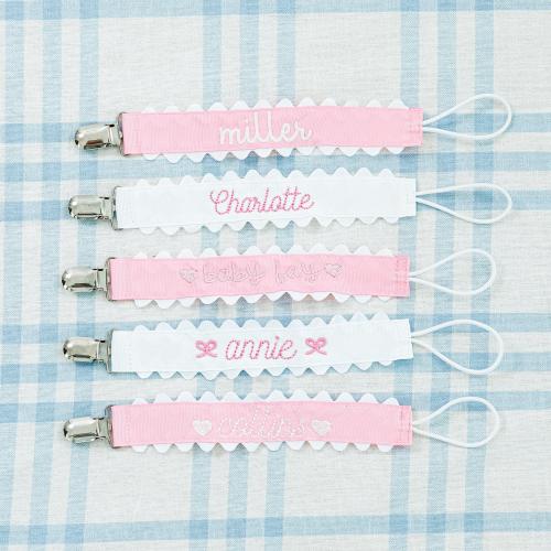Pacifier Clips // Paci Clip, Monogram Pacifier Clip, Pacifier Holder, Embroidered Custom Name, Personalized Baby Gift, Baby Girl, Baby Boy