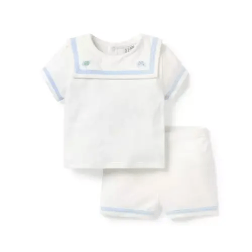Baby White The Little Sailor Baby Matching Set by Janie and Jack, 3-6M
