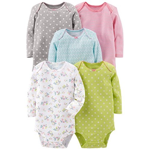 Simple Joys by Carter's Baby Girls' Long-Sleeve Bodysuit, Pack of 5