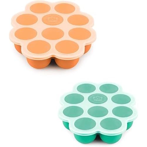 KeaBabies Silicone Baby Food Freezer Tray with Clip-on Lid - Breast Milk Trays for Freezer - Baby Food Containers - Baby Food Trays for Freezing, Dishwasher, Microwave, BPA-Free Baby Food Storage