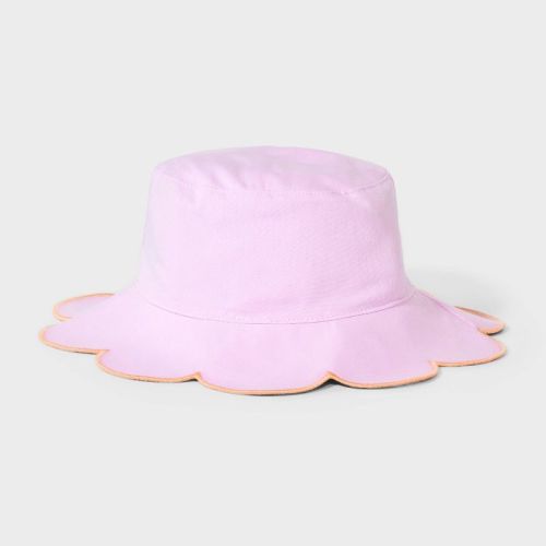 Baby Girls' Reversible Scalloped Edge Bucket Hat - Cat & Jack™ Purple 12-24m