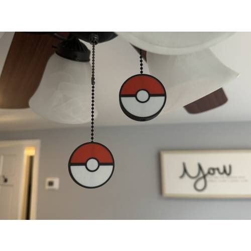 Pokeball Ceiling Fan Pull | Pokemon Bedroom | Home Decor | (Sold as a set of two)