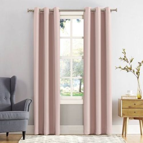 40"x54" Sun Zero Blackout Kenneth Energy Saving Grommet Curtain Panel Pink: Solid Polyester Indoor Curtain Panels