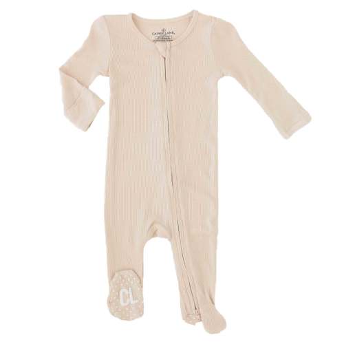 Oatmeal Waffle Bamboo Zipper Footie