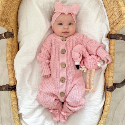 Knitted Romper - Pink | 3 Little Crowns