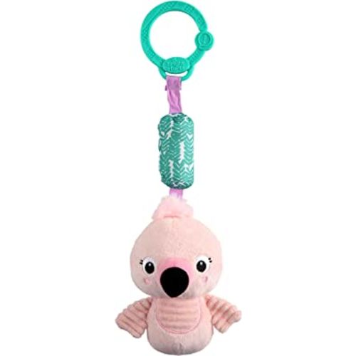 Bright Starts Flamingo Chime Along Friends Plush Take-Along Stroller or Carrier Toy, Ages 0 Month+
