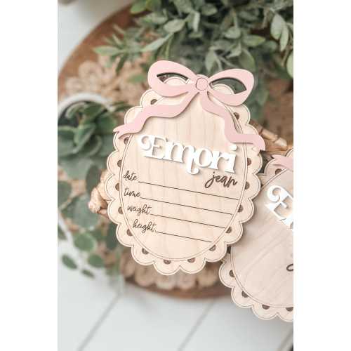 Bow Baby Birth Stats Board, Flower, Baby Girl, Name Announcement, Birth Announcement, Name Sign, Hospital Sign, Birth