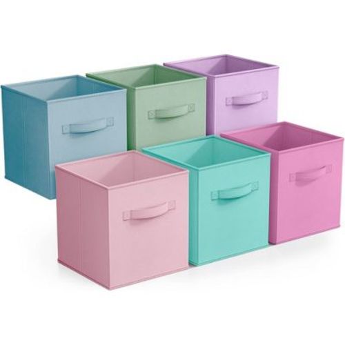 Sorbus 11 Inch Cube Storage Organizer Bins - 6 Pack, Color: Multi pastel