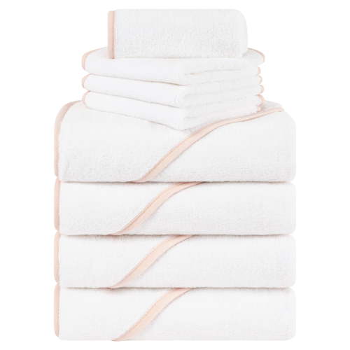 American Soft Linen 100% Cotton Soft Fluffy Hooded Baby Bath Towel Set 8 Piece