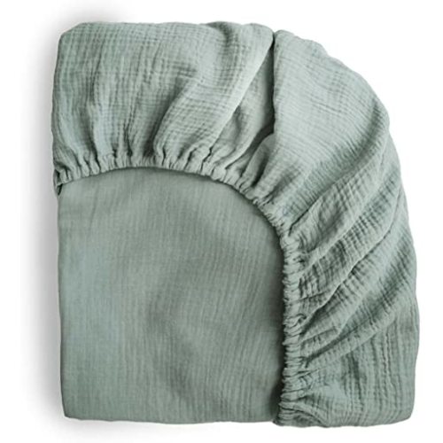 mushie Extra Soft Muslin Fitted Mini Crib Sheet | 24"x 38" (Roman Green)