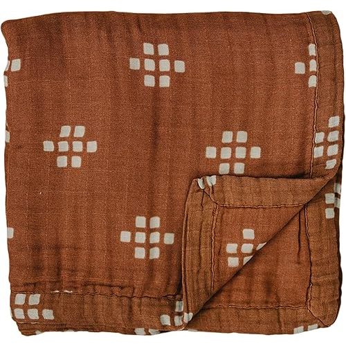 Mebie Baby Muslin Quilt, Chestnut Textiles, 100% Cotton Blanket for Girls and Boys, Newborns, Babies, Toddlers, Soft Swaddle, 47"x47"