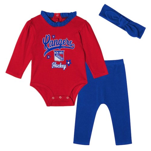 Girls Infant New York Rangers Red Rink Queen Long Sleeve 3-Piece Set